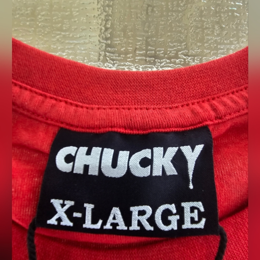 Chucky Men's Horror Graphic Pocket Tee Red XL 90s Retro Scary Movie Streetwear - Picture 6 of 12
